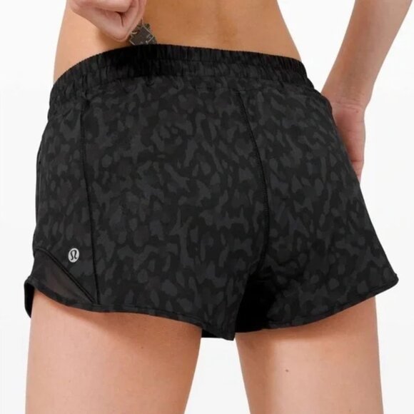 lululemon athletica Pants - Lululemon Hotty Hot High Rise Shorts Animal Print Black Grey 2.5” 4